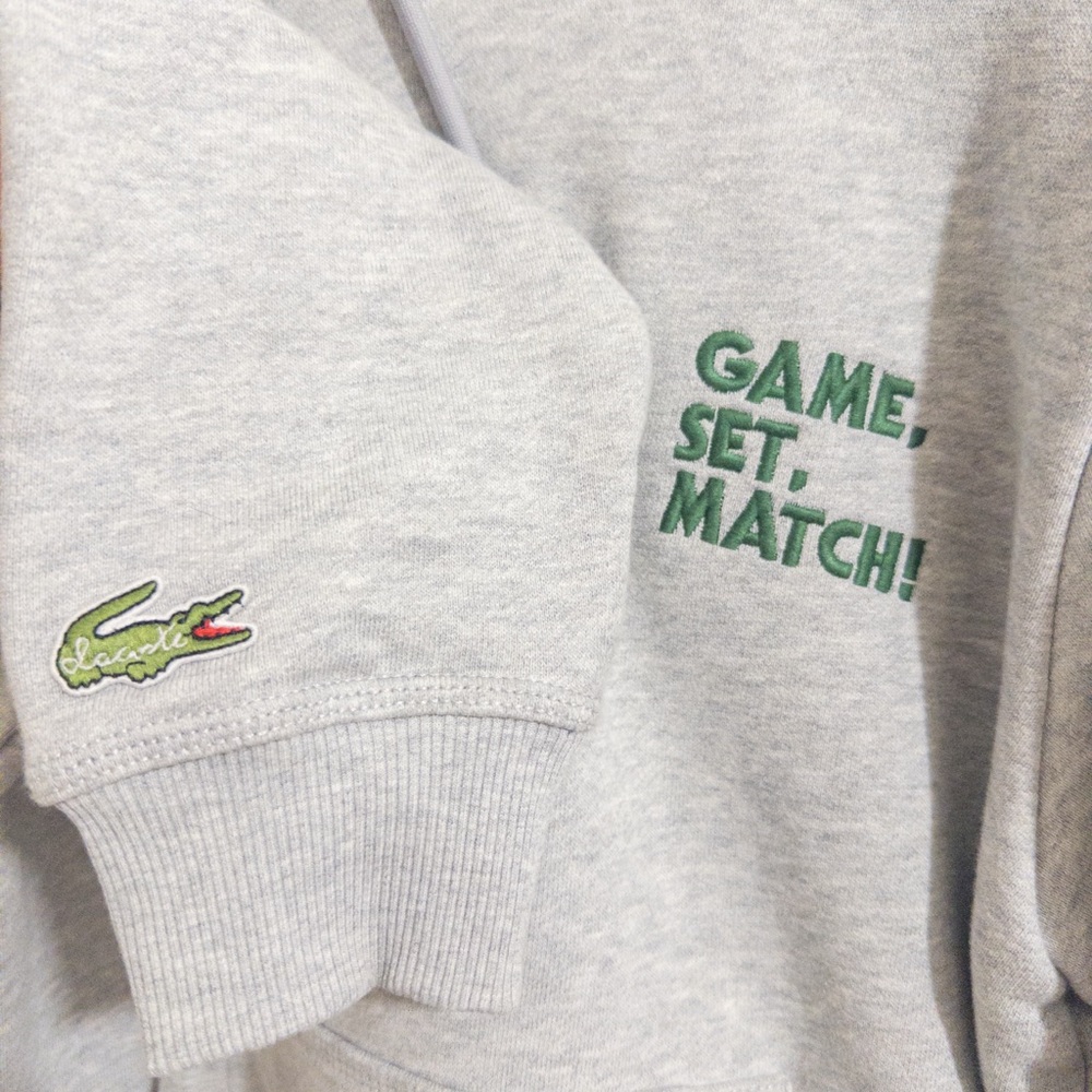 Lacoste Gray “Game, Set, Match” Unisex Hoodie. Women’s Small. - Picture 2 of 5
